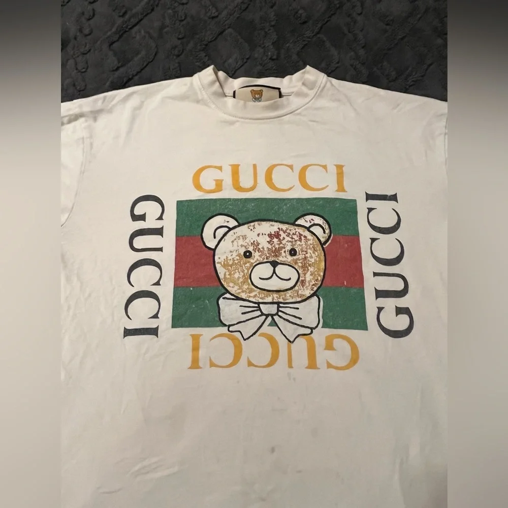 GUCCI x KAI COLLECTIVE Teddy Bear Logo Tee T Shirt White Yellow Green Red Black - Picture 7 of 10